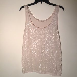 JCrew Sequin Tank, cream, size XL